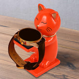 Maxbell Watch Display Stand Figurine Model for Watch Necklace Home office Orange Cat