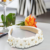 Maxbell Women headband Hairbands Flower Headpiece for Leisure women Girls White