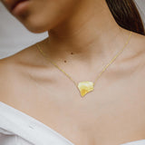 Maxbell Stone Pendant Necklace Jewelry Small Gemstone Unique Charms for Women Men Yellow