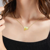 Maxbell Stone Pendant Necklace Jewelry Small Gemstone Unique Charms for Women Men Yellow