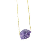 Maxbell Stone Pendant Necklace Jewelry Small Gemstone Unique Charms for Women Men Purple