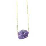 Maxbell Stone Pendant Necklace Jewelry Small Gemstone Unique Charms for Women Men Purple