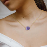 Maxbell Stone Pendant Necklace Jewelry Small Gemstone Unique Charms for Women Men Purple