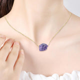 Maxbell Stone Pendant Necklace Jewelry Small Gemstone Unique Charms for Women Men Purple