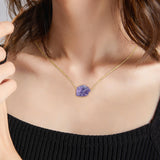 Maxbell Stone Pendant Necklace Jewelry Small Gemstone Unique Charms for Women Men Purple