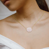 Maxbell Stone Pendant Necklace Jewelry Small Gemstone Unique Charms for Women Men  Pink