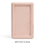 Maxbell Fashion Velvet Square Jewerlry Tray Glasses Holder for Home Stores Closet Pink L