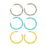 Maxbell C Shaped Hoop Earrings Round Soft Pottery Bohemian for Girls Teens Yellow