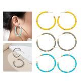 Maxbell C Shaped Hoop Earrings Round Soft Pottery Bohemian for Girls Teens Yellow