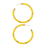 Maxbell C Shaped Hoop Earrings Round Soft Pottery Bohemian for Girls Teens Yellow