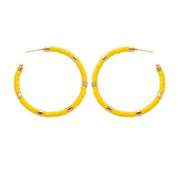 Maxbell C Shaped Hoop Earrings Round Soft Pottery Bohemian for Girls Teens Yellow