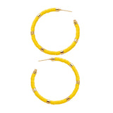Maxbell C Shaped Hoop Earrings Round Soft Pottery Bohemian for Girls Teens Yellow