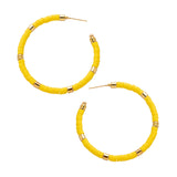Maxbell C Shaped Hoop Earrings Round Soft Pottery Bohemian for Girls Teens Yellow