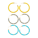 Maxbell C Shaped Hoop Earrings Round Soft Pottery Bohemian for Girls Teens Yellow