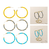 Maxbell C Shaped Hoop Earrings Round Soft Pottery Bohemian for Girls Teens Yellow