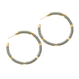 Maxbell C Shaped Hoop Earrings Round Soft Pottery Bohemian for Girls Teens Gray