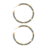 Maxbell C Shaped Hoop Earrings Round Soft Pottery Bohemian for Girls Teens Gray