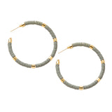 Maxbell C Shaped Hoop Earrings Round Soft Pottery Bohemian for Girls Teens Gray