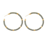 Maxbell C Shaped Hoop Earrings Round Soft Pottery Bohemian for Girls Teens Gray