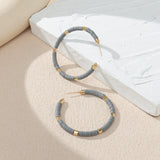 Maxbell C Shaped Hoop Earrings Round Soft Pottery Bohemian for Girls Teens Gray