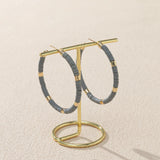 Maxbell C Shaped Hoop Earrings Round Soft Pottery Bohemian for Girls Teens Gray