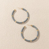 Maxbell C Shaped Hoop Earrings Round Soft Pottery Bohemian for Girls Teens Gray