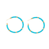 Maxbell C Shaped Hoop Earrings Round Soft Pottery Bohemian for Girls Teens Gray