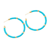 Maxbell C Shaped Hoop Earrings Round Soft Pottery Bohemian for Girls Teens Blue