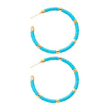 Maxbell C Shaped Hoop Earrings Round Soft Pottery Bohemian for Girls Teens Blue