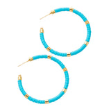 Maxbell C Shaped Hoop Earrings Round Soft Pottery Bohemian for Girls Teens Blue