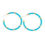 Maxbell C Shaped Hoop Earrings Round Soft Pottery Bohemian for Girls Teens Blue