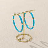 Maxbell C Shaped Hoop Earrings Round Soft Pottery Bohemian for Girls Teens Blue