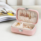 Maxbell Travel Jewelry Organizer PU Leather Portable for Jewelry Watch Necklace Pink