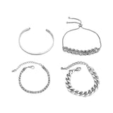 Maxbell Stackable Bracelets Exaggerated Open Cuff Wrap for Anniversary Wife Friends Silver