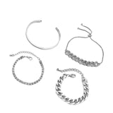 Maxbell Stackable Bracelets Exaggerated Open Cuff Wrap for Anniversary Wife Friends Silver