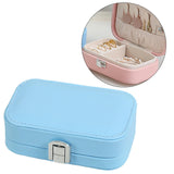 Maxbell Travel Jewelry Case PU Cardboard Multifunction for Women Necklace Blue