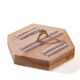 Maxbell Wooden Ring Display Holder 3 Slots Jewelry Organizer Stand Rings Holder Beige