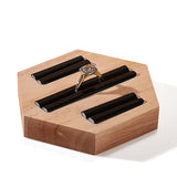 Maxbell Wooden Ring Display Holder 3 Slots Jewelry Organizer Stand Rings Holder Black