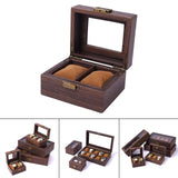 Maxbell Watch Storage Box Wooden Dustproof Locking Jewelry box Women Gift 2 grids