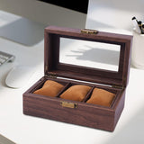 Maxbell Watch Storage Box Wooden Dustproof Locking Jewelry box Women Gift 3 Grid