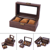 Maxbell Watch Storage Box Wooden Dustproof Locking Jewelry box Women Gift 3 Grid