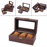 Maxbell Watch Storage Box Wooden Dustproof Locking Jewelry box Women Gift 3 Grid