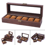 Maxbell Watch Storage Box Wooden Dustproof Locking Jewelry box Women Gift 6 Grid