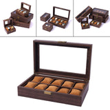 Maxbell Watch Storage Box Wooden Dustproof Locking Jewelry box Women Gift 10 Grid