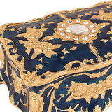 Maxbell Retro Style Vanity Jewelry Case Treasure Chest Box Keepsake for Women Gift Blue