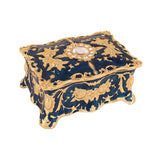 Maxbell Retro Style Vanity Jewelry Case Treasure Chest Box Keepsake for Women Gift Blue