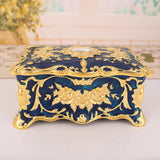 Maxbell Retro Style Vanity Jewelry Case Treasure Chest Box Keepsake for Women Gift Blue