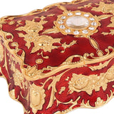 Maxbell Retro Style Vanity Jewelry Case Treasure Chest Box Keepsake for Women Gift Red