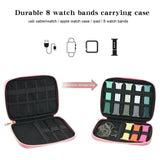 Maxbell PU Leather Watch Bands Storage Bag Tote Hold 8 Watch Straps Waterproof Pink