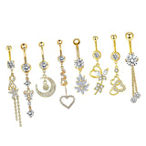 Maxbell 8 Pieces Belly Button Rings Piercing Jewelry Heart Butterfly for Gift